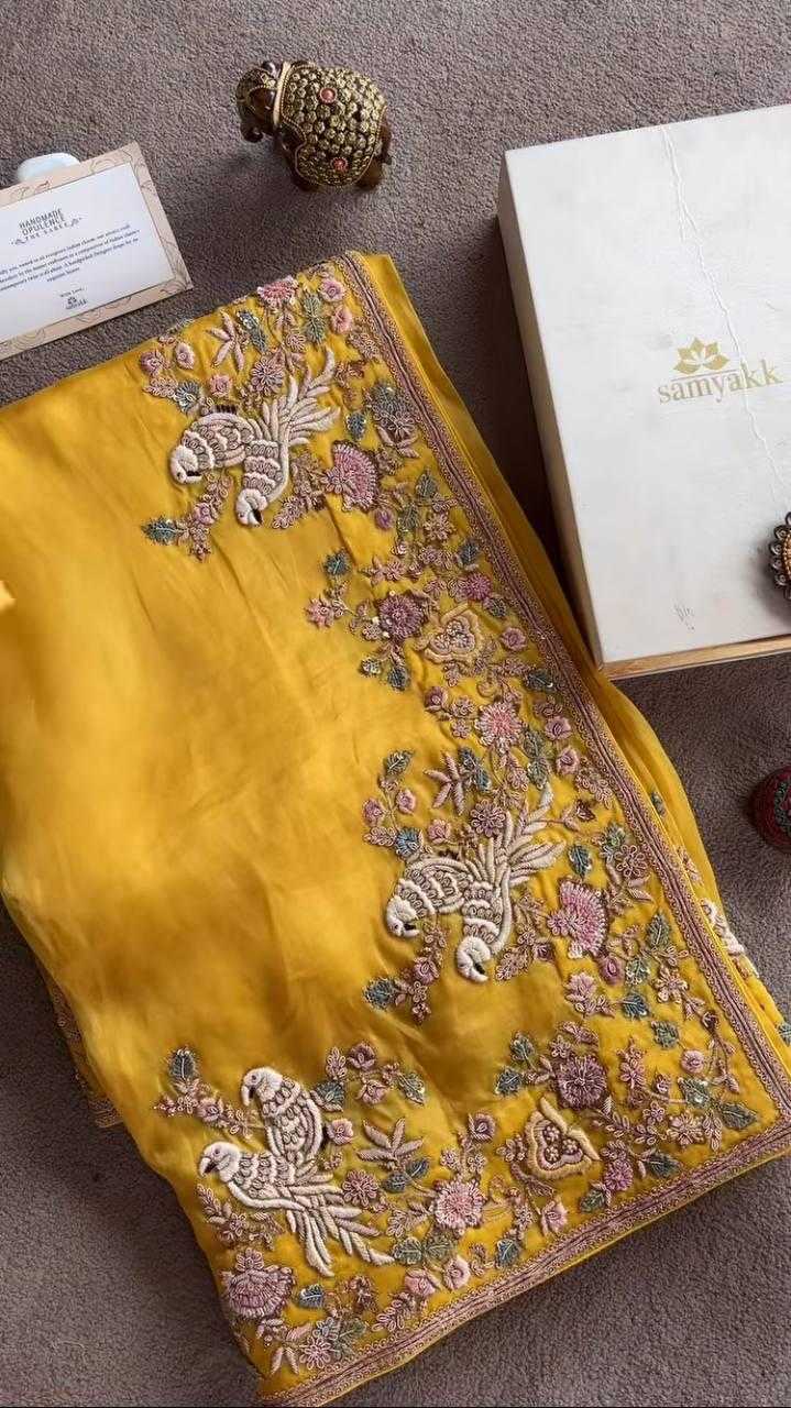 Ynf Chiffon RIN188 Animal Sarees Wedding Collections Festive Collections Wholesale Chiffon Sarees Embroidered Sarees Haldi Outfits Manufacturer