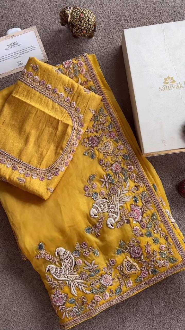 Ynf Chiffon RIN188 Animal Sarees Wedding Collections Festive Collections Wholesale Chiffon Sarees Embroidered Sarees Haldi Outfits Manufacturer