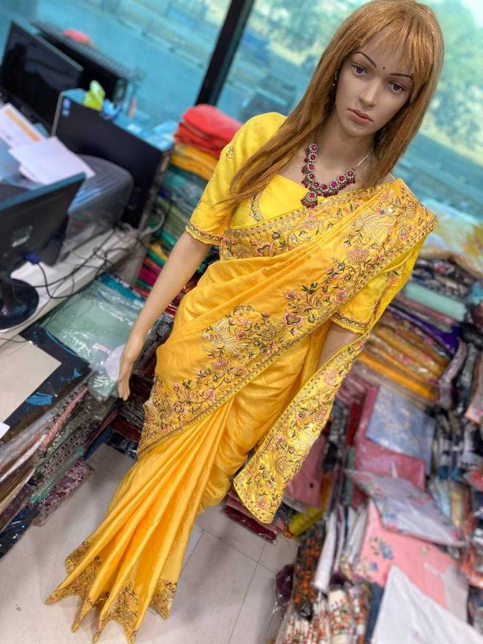 Ynf Chiffon RIN188 Animal Sarees Wedding Collections Festive Collections Wholesale Chiffon Sarees Embroidered Sarees Haldi Outfits Manufacturer