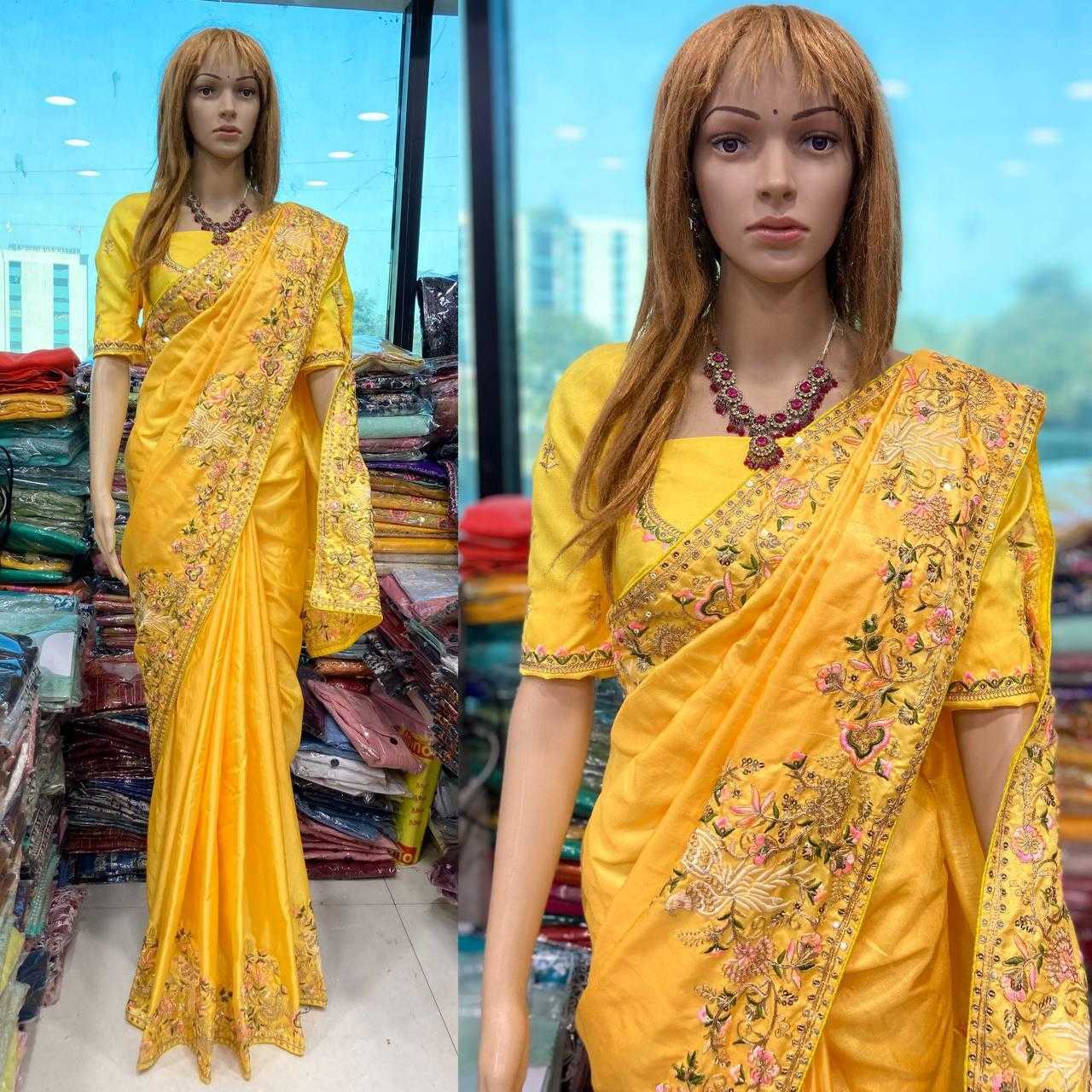 Ynf Chiffon RIN188 Animal Sarees Wedding Collections Festive Collections Wholesale Chiffon Sarees Embroidered Sarees Haldi Outfits Manufacturer