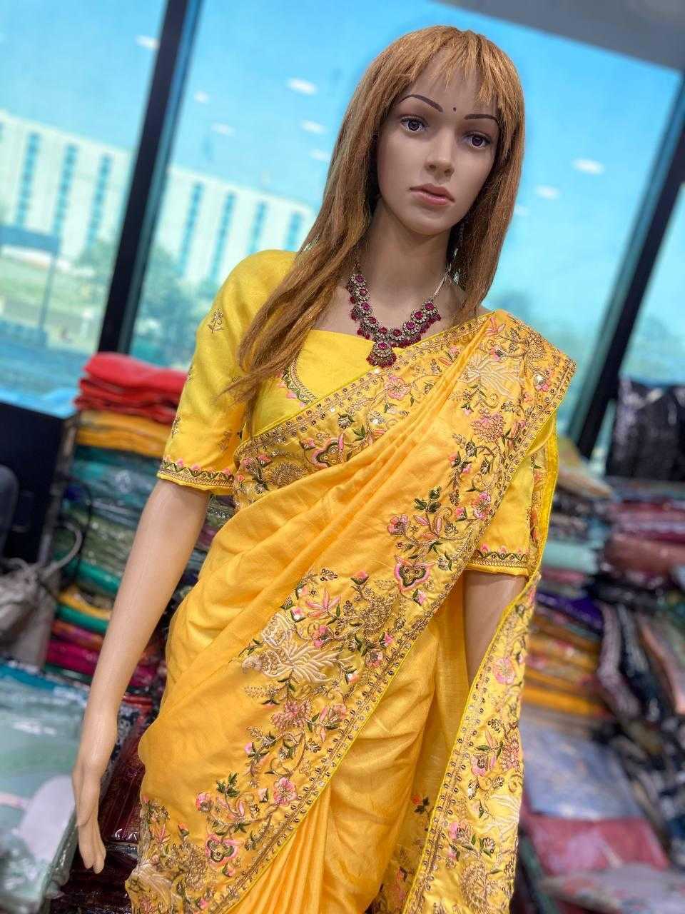 Ynf Chiffon RIN188 Animal Sarees Wedding Collections Festive Collections Wholesale Chiffon Sarees Embroidered Sarees Haldi Outfits Manufacturer