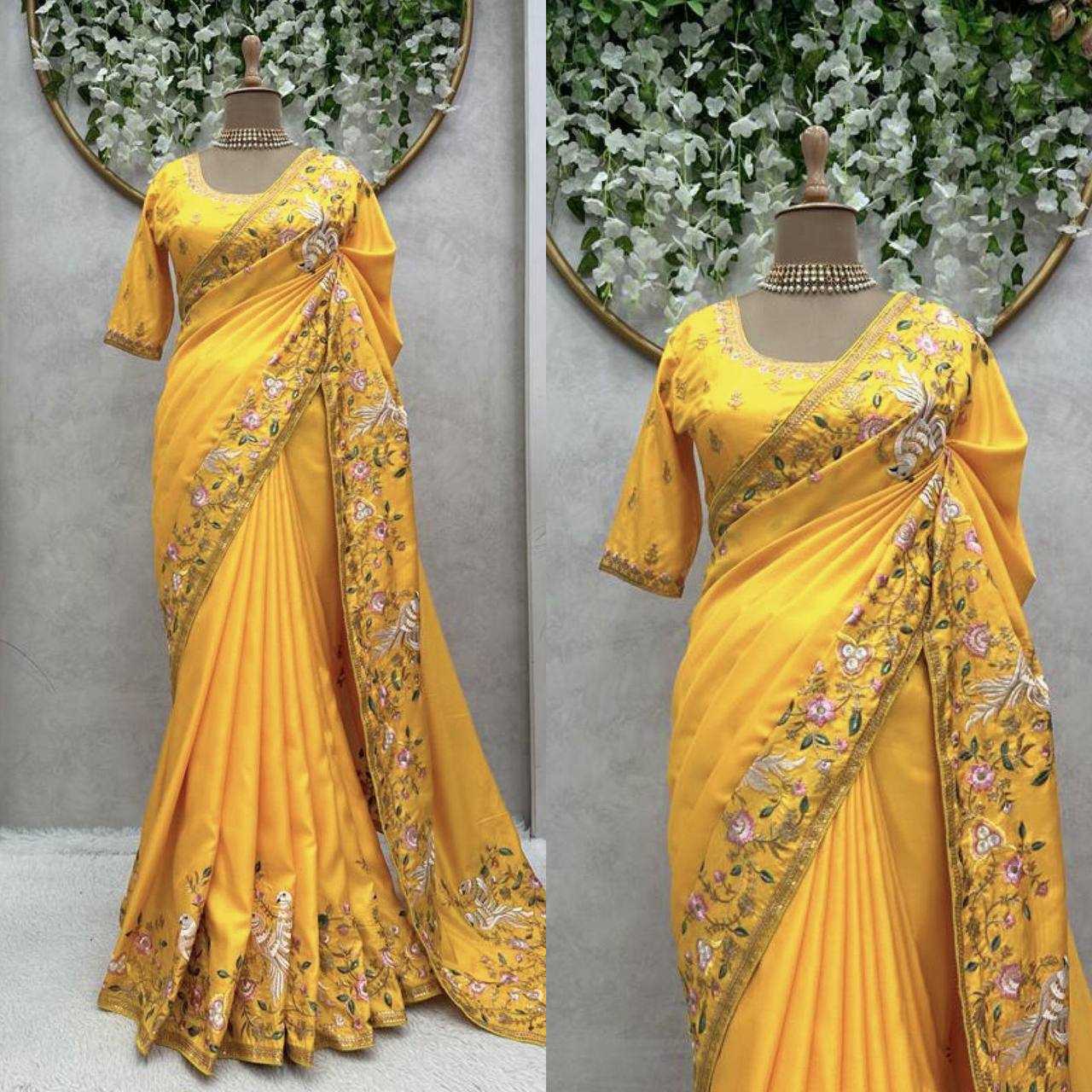 Ynf Chiffon RIN188 Animal Sarees Wedding Collections Festive Collections Wholesale Chiffon Sarees Embroidered Sarees Haldi Outfits Manufacturer