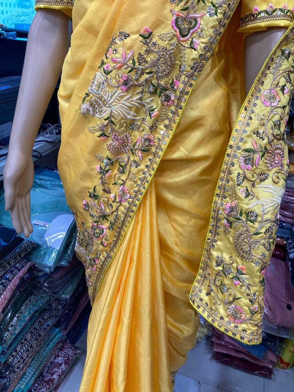 Ynf Chiffon RIN188 Animal Sarees Wedding Collections Festive Collections Wholesale Chiffon Sarees Embroidered Sarees Haldi Outfits Manufacturer