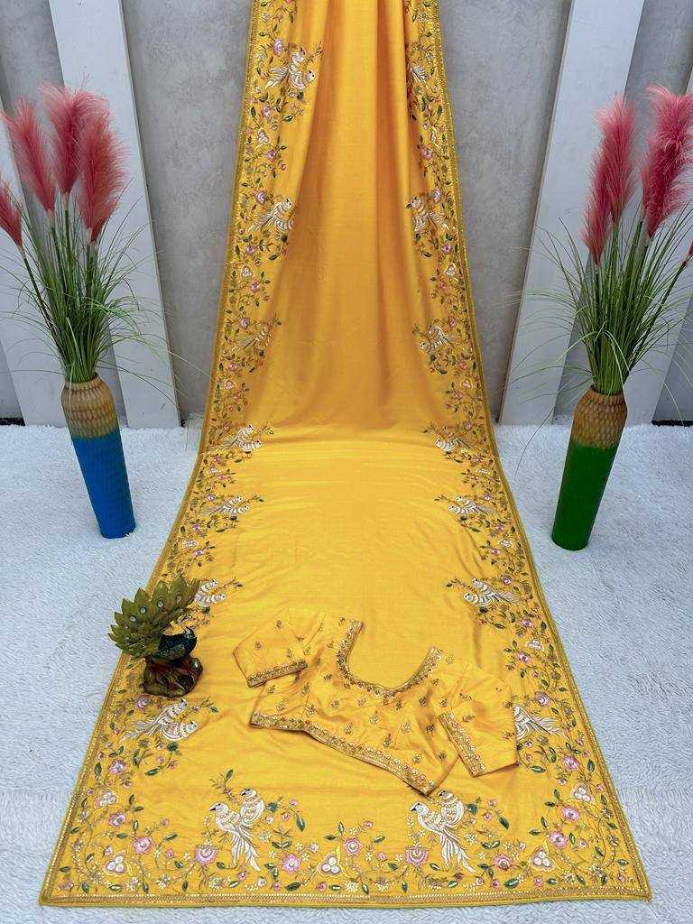 Ynf Chiffon RIN188 Animal Sarees Wedding Collections Festive Collections Wholesale Chiffon Sarees Embroidered Sarees Haldi Outfits Manufacturer