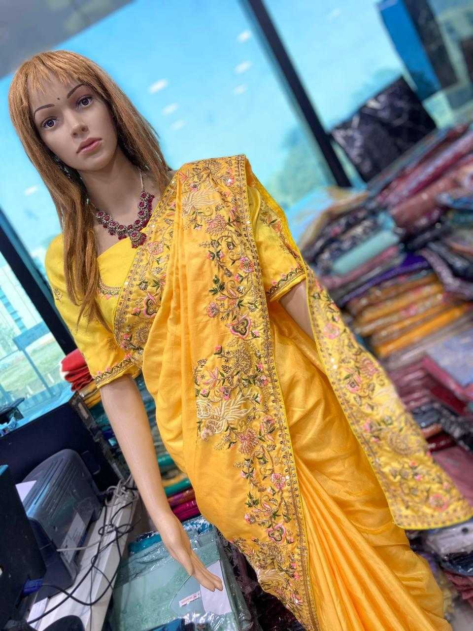 Ynf Chiffon RIN188 Animal Sarees Wedding Collections Festive Collections Wholesale Chiffon Sarees Embroidered Sarees Haldi Outfits Manufacturer