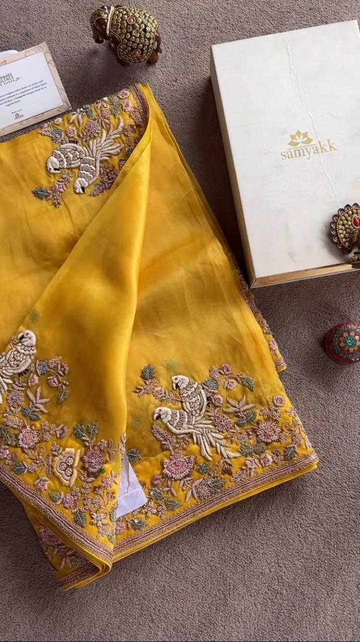 Ynf Chiffon RIN188 Animal Sarees Wedding Collections Festive Collections Wholesale Chiffon Sarees Embroidered Sarees Haldi Outfits Manufacturer