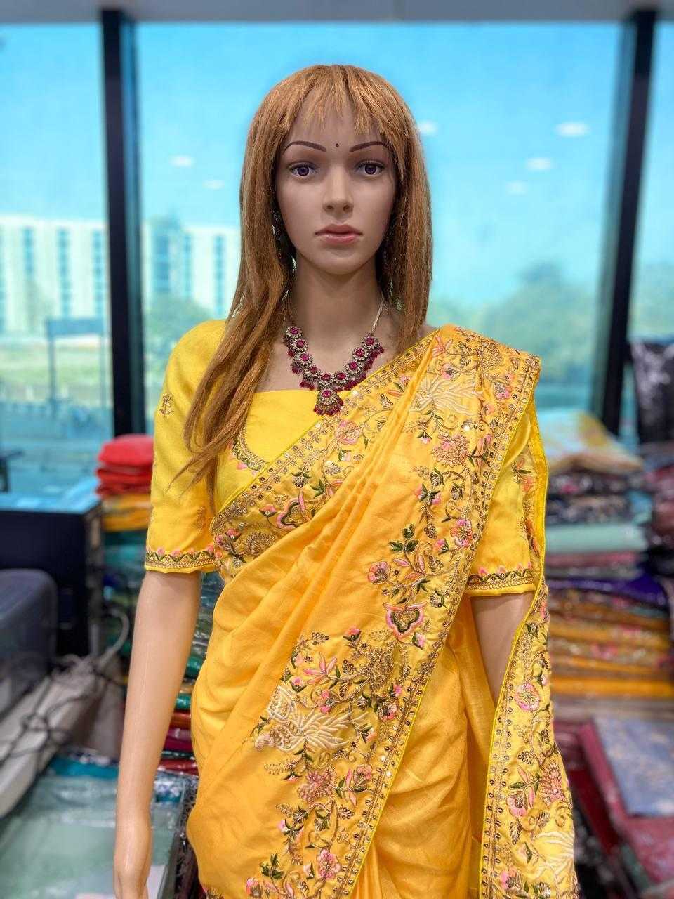 Ynf Chiffon RIN188 Animal Sarees Wedding Collections Festive Collections Wholesale Chiffon Sarees Embroidered Sarees Haldi Outfits Manufacturer