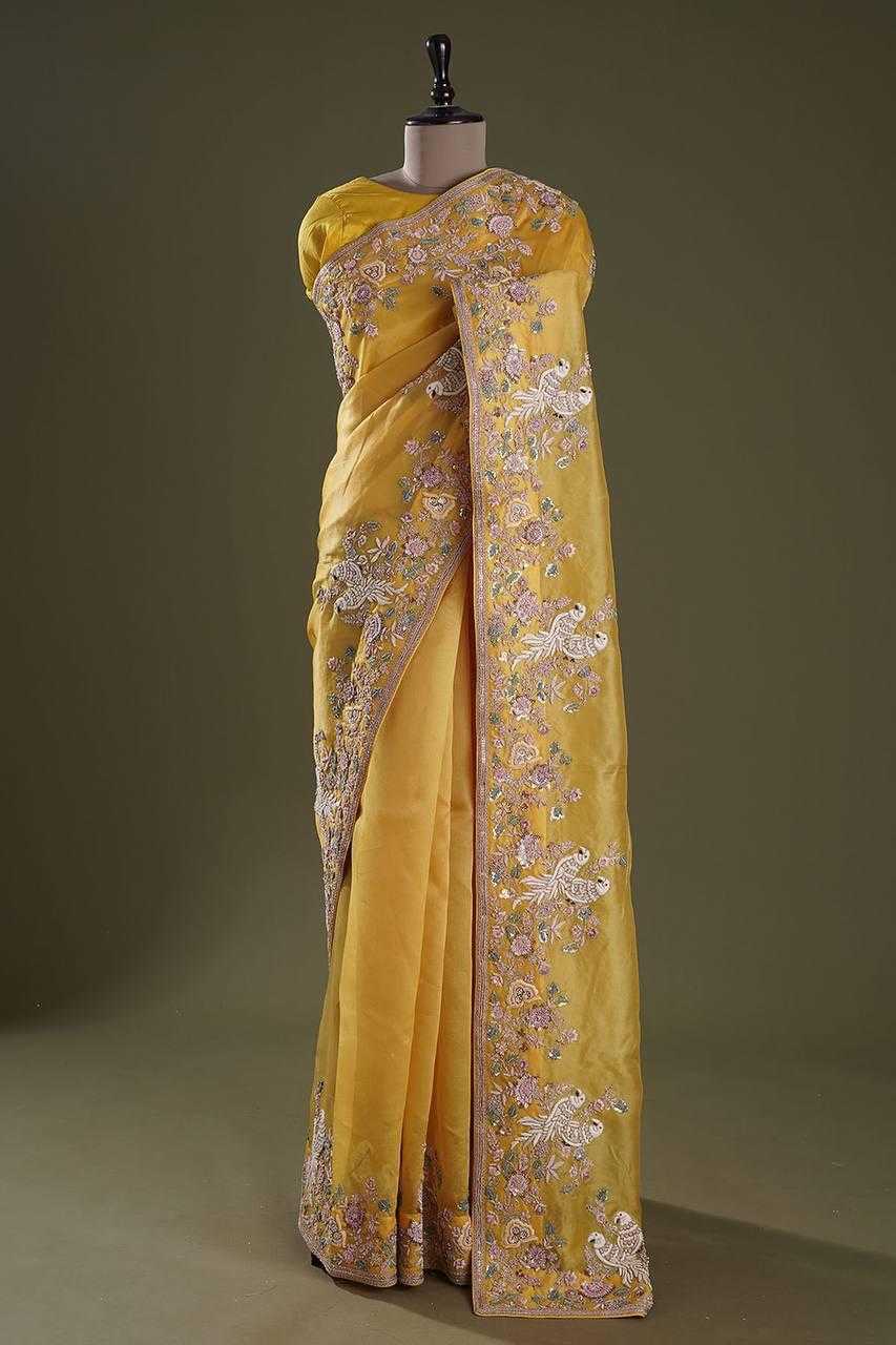 Ynf Chiffon RIN188 Animal Sarees Wedding Collections Festive Collections Wholesale Chiffon Sarees Embroidered Sarees Haldi Outfits Manufacturer