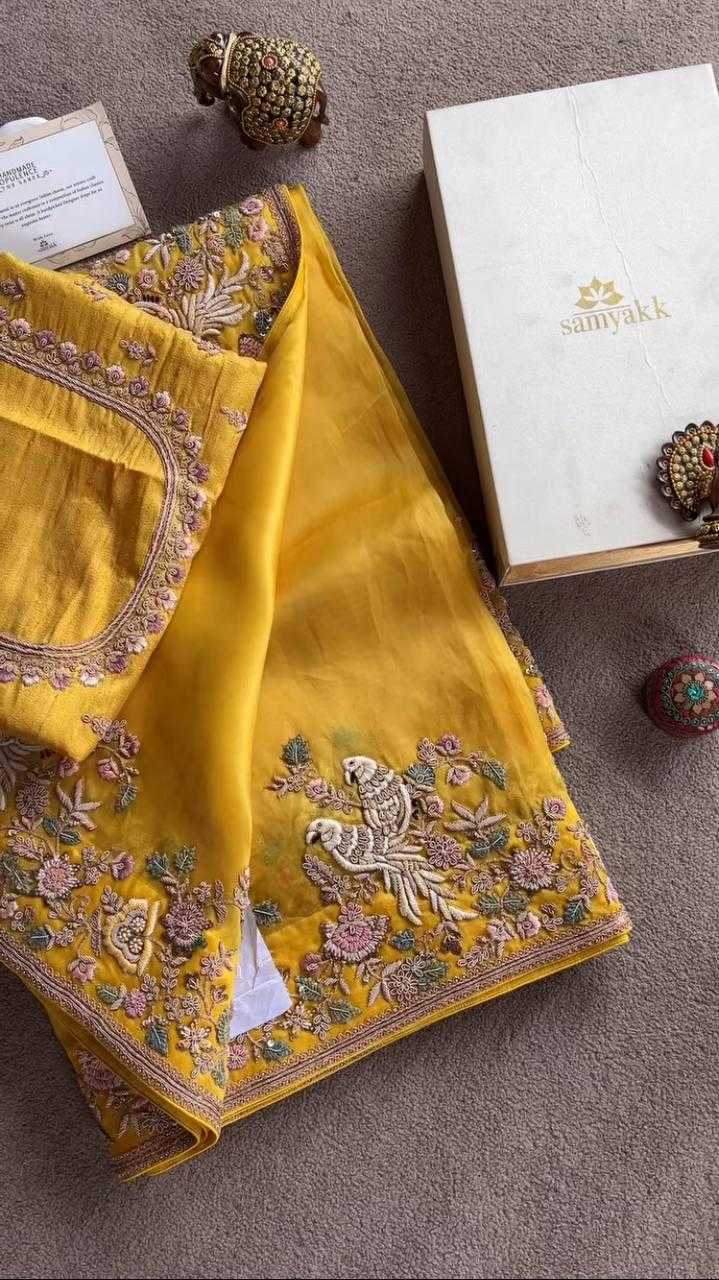 Ynf Chiffon RIN188 Animal Sarees Wedding Collections Festive Collections Wholesale Chiffon Sarees Embroidered Sarees Haldi Outfits Manufacturer