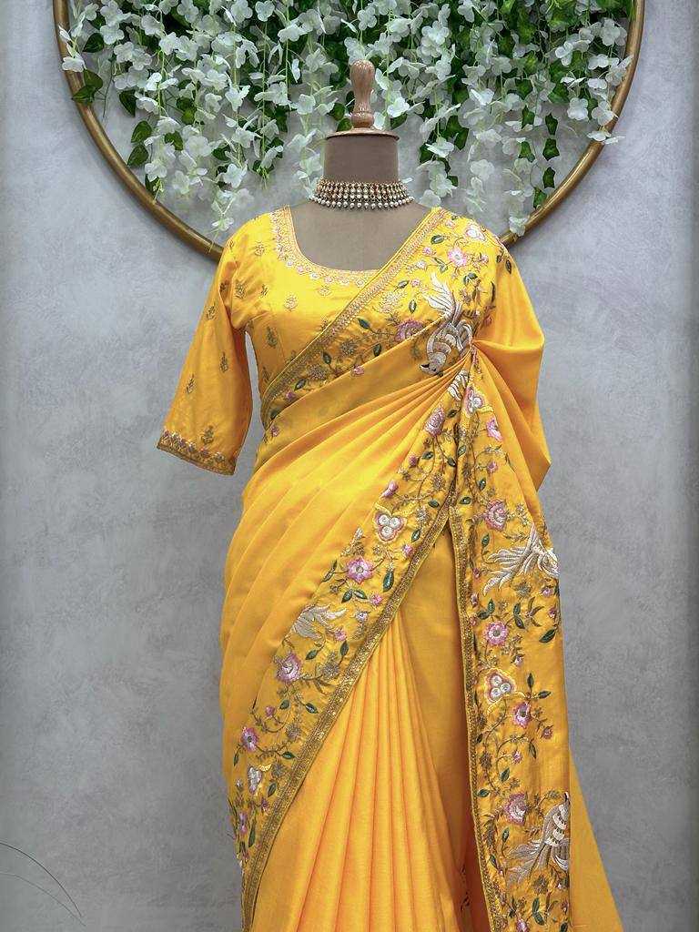 Ynf Chiffon RIN188 Animal Sarees Wedding Collections Festive Collections Wholesale Chiffon Sarees Embroidered Sarees Haldi Outfits Manufacturer