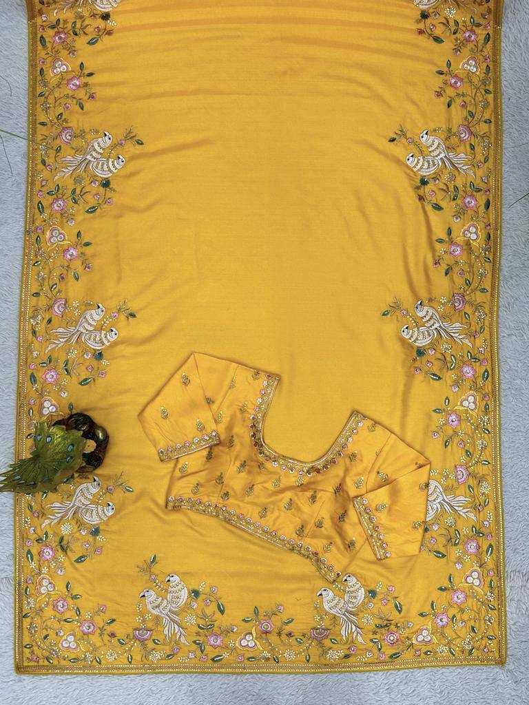Ynf Chiffon RIN188 Animal Sarees Wedding Collections Festive Collections Wholesale Chiffon Sarees Embroidered Sarees Haldi Outfits Manufacturer