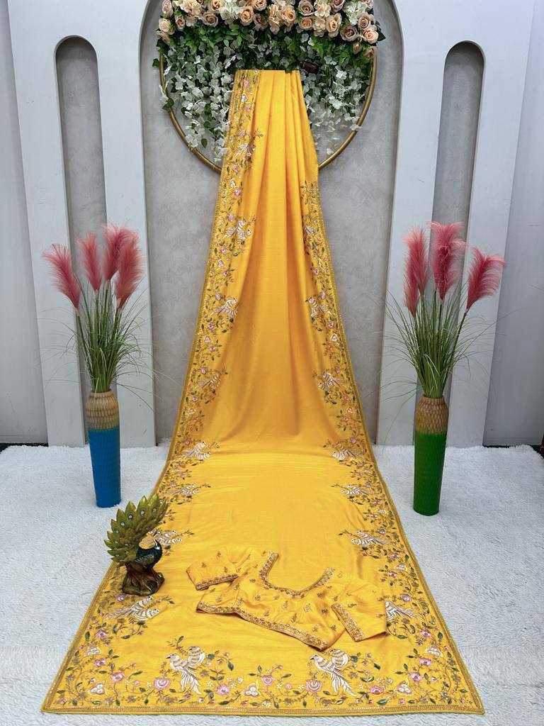 Ynf Chiffon RIN188 Animal Sarees Wedding Collections Festive Collections Wholesale Chiffon Sarees Embroidered Sarees Haldi Outfits Manufacturer