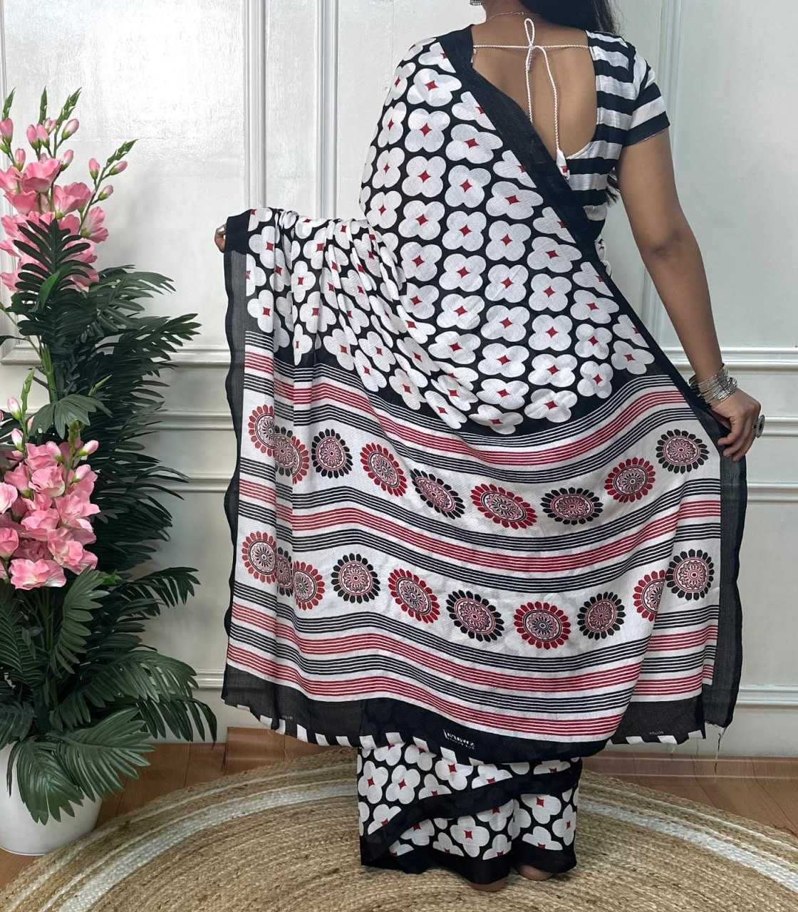 Ynf Chiffon RIN218 White Flower Sarees Wedding Collections Festive Collections Wholesale Chiffon Sarees Casual Sarees Sarees With Blouse Manufacturer
