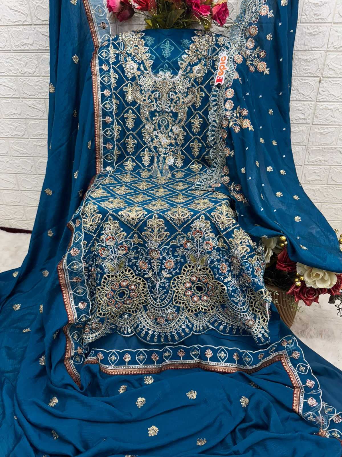 Ynf Chinon KESH446 FEPIC-ROSEMEEN-1875 Suits & Dresses Wedding Collections Wholesale Embroidery Suits Designer Suits Handwork Suits Manufacturer
