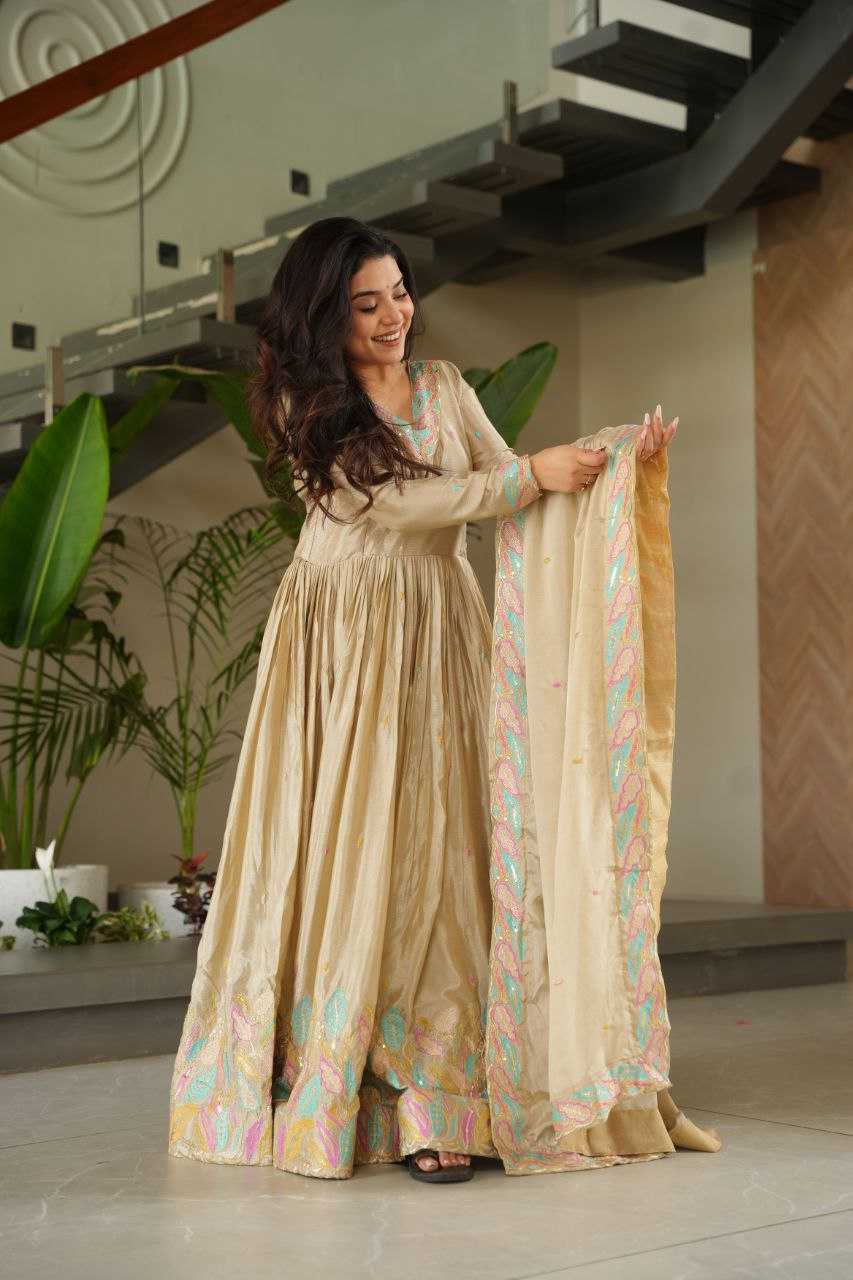 Ynf Chinon KESH491 9229 Gowns Wedding Collections Festive Collections Wholesale Embroidery Gowns Gown With Dupatta Sequin Gowns Manufacturer