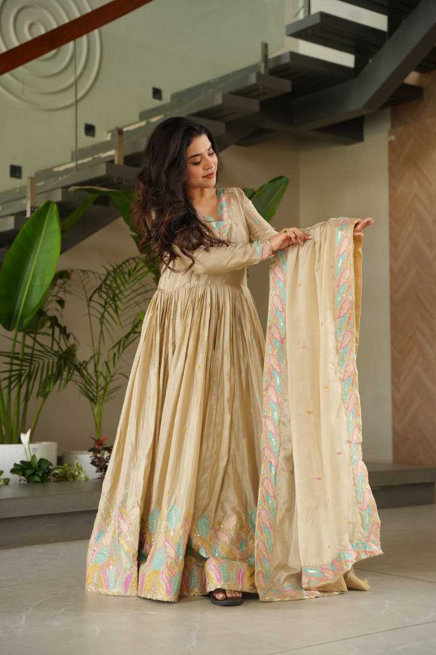 Ynf Chinon KESH491 9229 Gowns Wedding Collections Festive Collections Wholesale Embroidery Gowns Gown With Dupatta Sequin Gowns Manufacturer