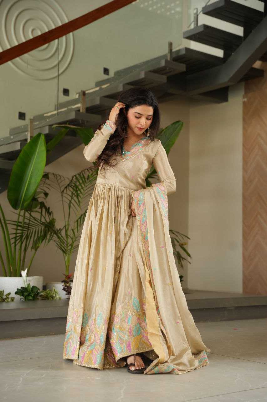 Ynf Chinon KESH491 9229 Gowns Wedding Collections Festive Collections Wholesale Embroidery Gowns Gown With Dupatta Sequin Gowns Manufacturer