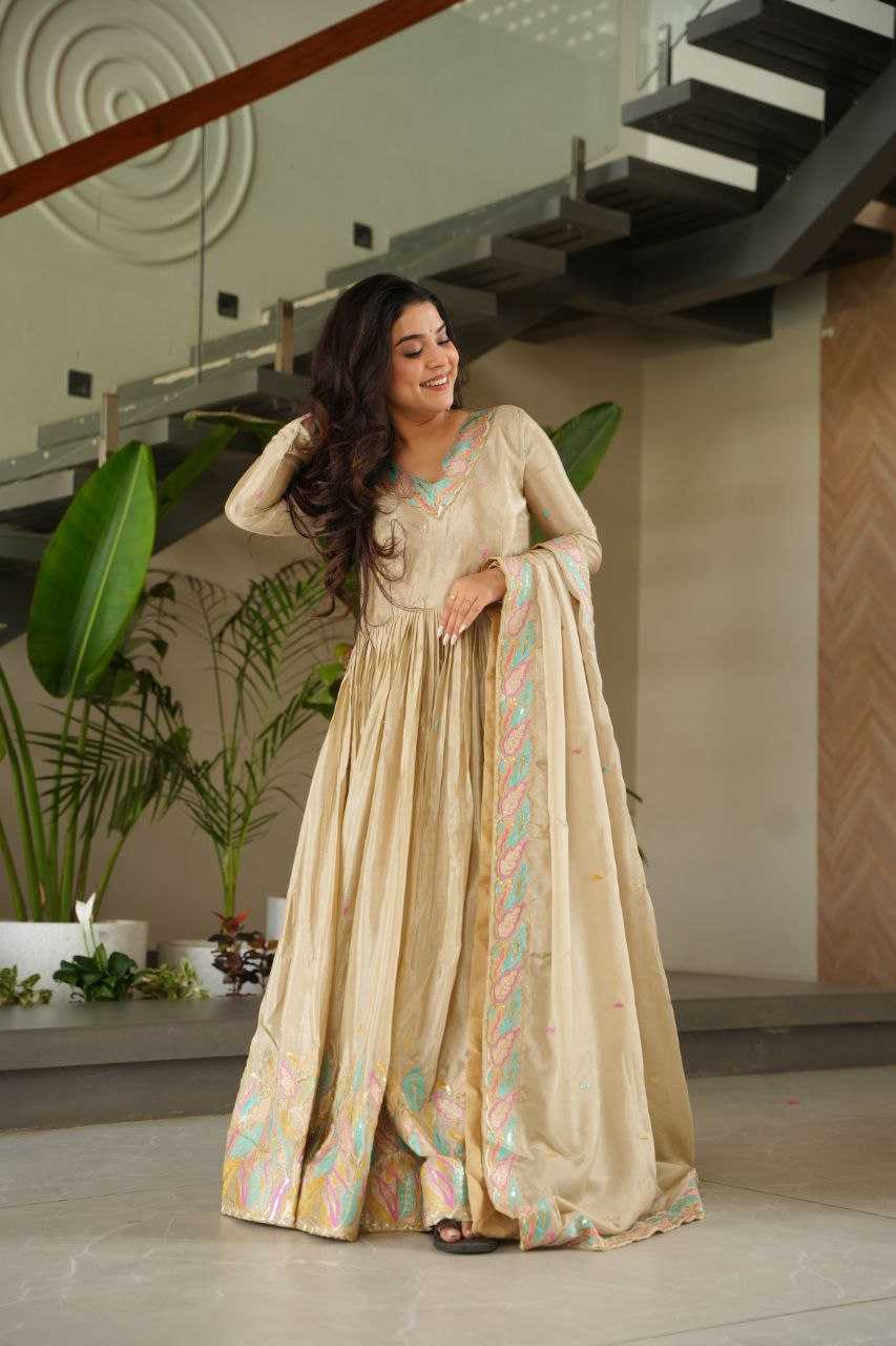 Ynf Chinon KESH491 9229 Gowns Wedding Collections Festive Collections Wholesale Embroidery Gowns Gown With Dupatta Sequin Gowns Manufacturer