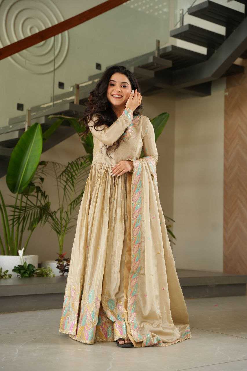 Ynf Chinon KESH491 9229 Gowns Wedding Collections Festive Collections Wholesale Embroidery Gowns Gown With Dupatta Sequin Gowns Manufacturer