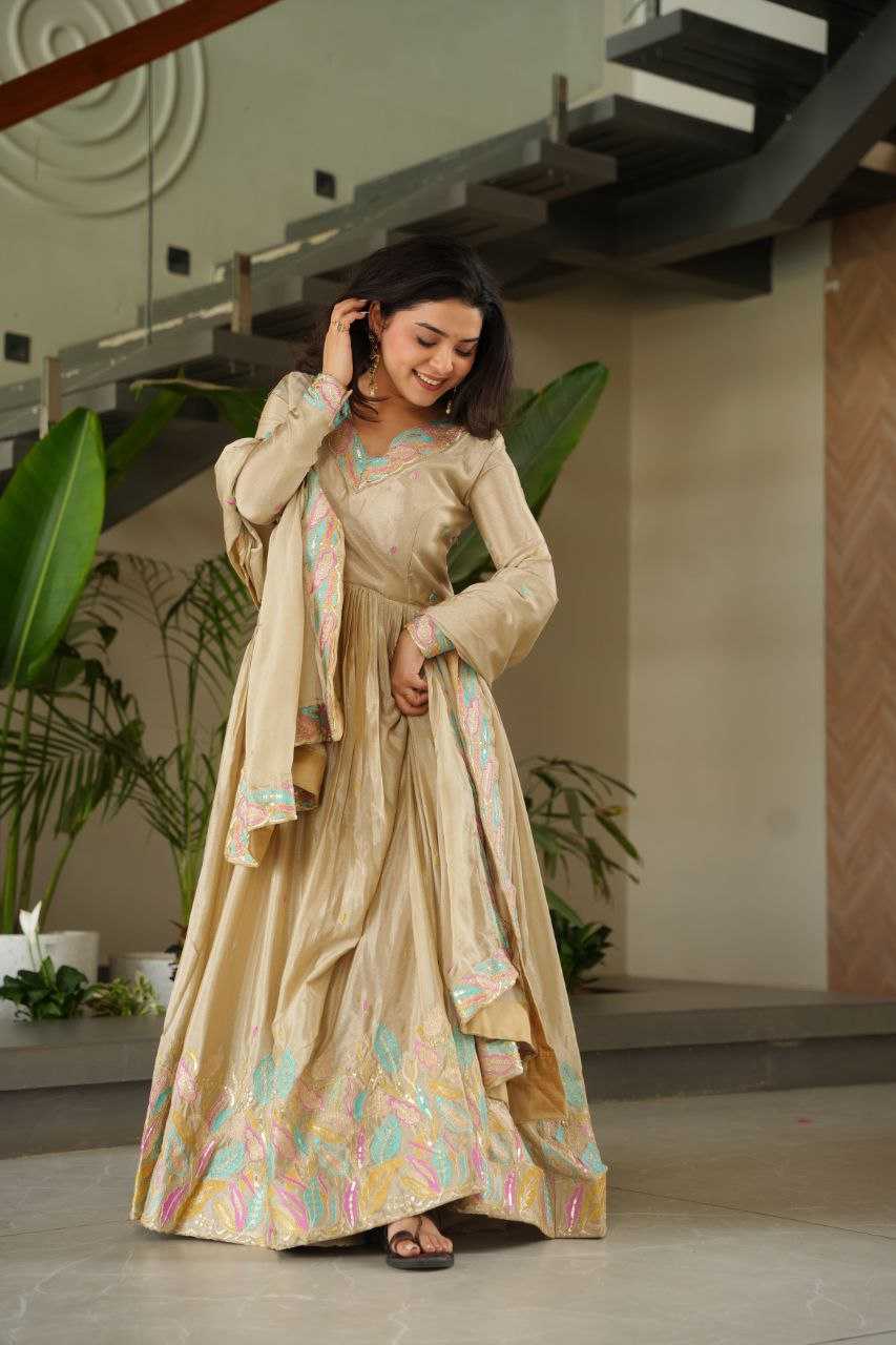 Ynf Chinon KESH491 9229 Gowns Wedding Collections Festive Collections Wholesale Embroidery Gowns Gown With Dupatta Sequin Gowns Manufacturer