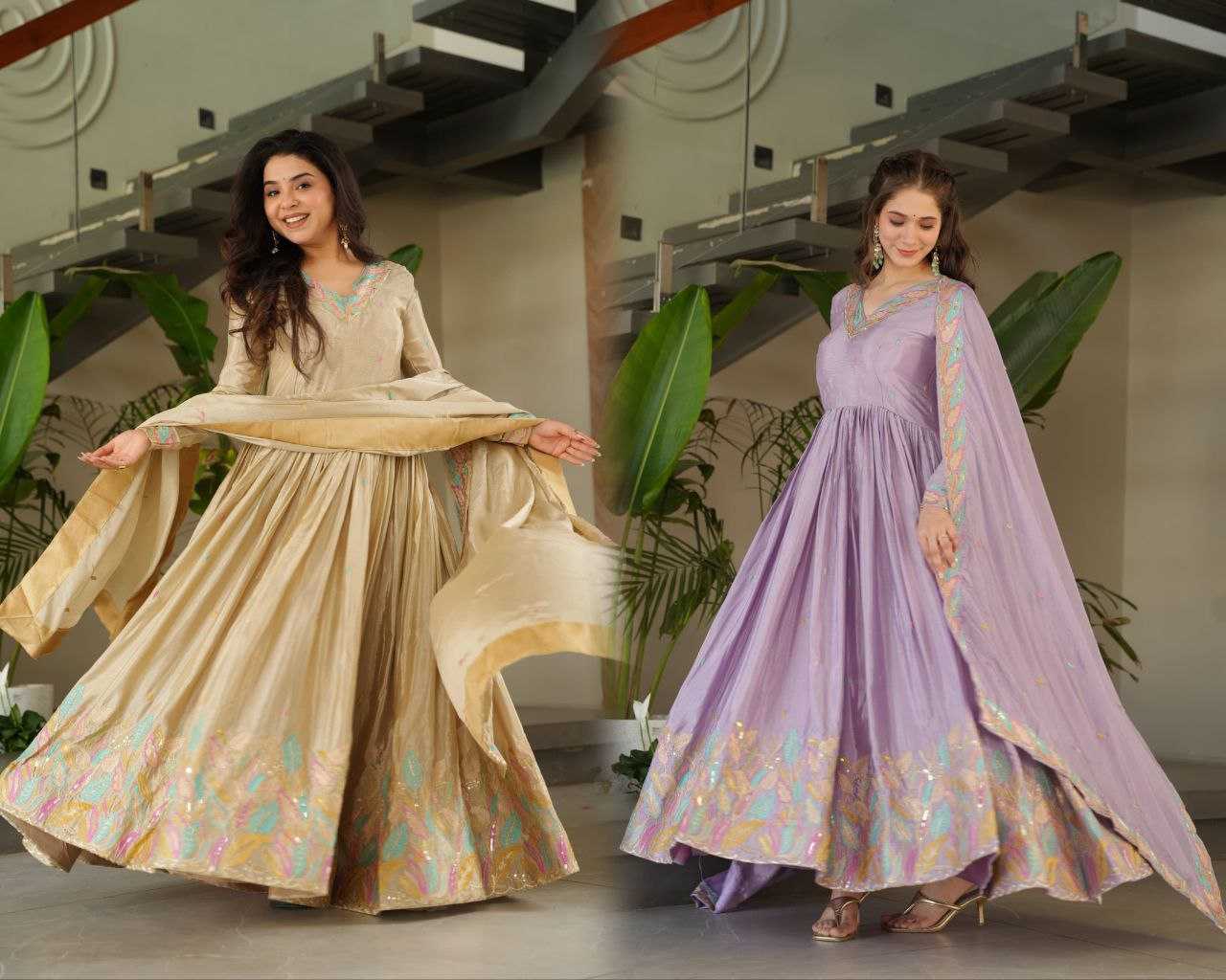 Ynf Chinon KESH491 9229 Gowns Wedding Collections Festive Collections Wholesale Embroidery Gowns Gown With Dupatta Sequin Gowns Manufacturer