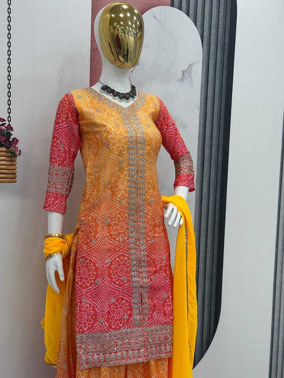 Ynf Chinon KESH496 021 Suits & Dresses Wholesale Sharara Salwar Suits Printed Suits Party wear suits Manufacturer