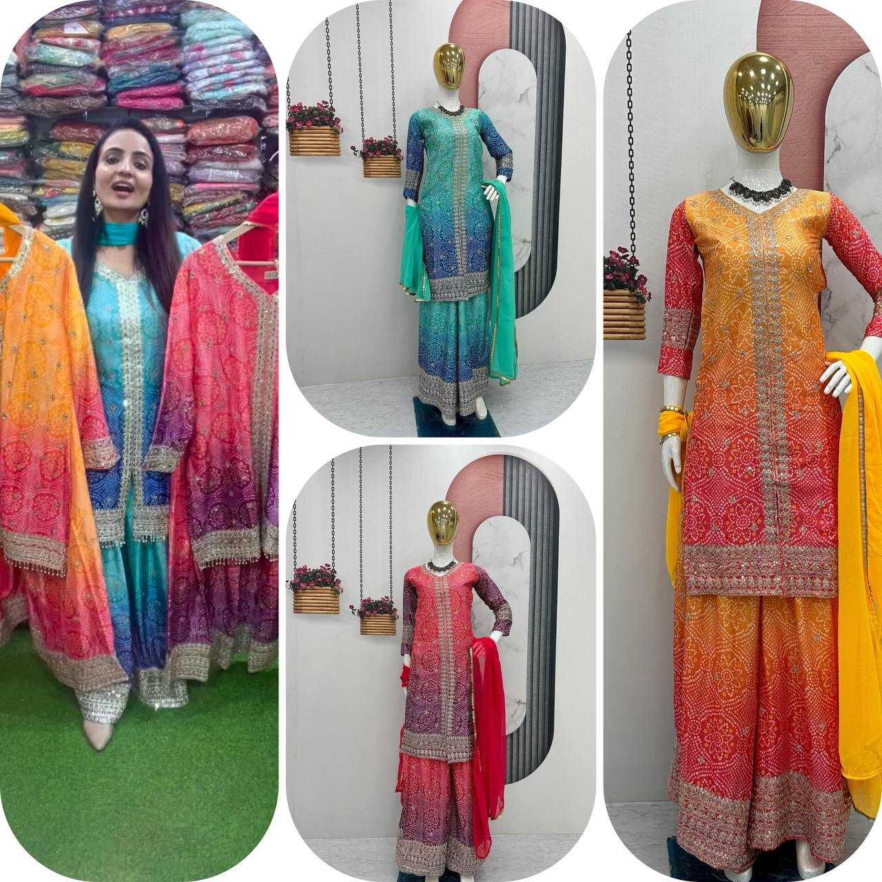 Ynf Chinon KESH496 021 Suits & Dresses Wholesale Sharara Salwar Suits Printed Suits Party wear suits Manufacturer