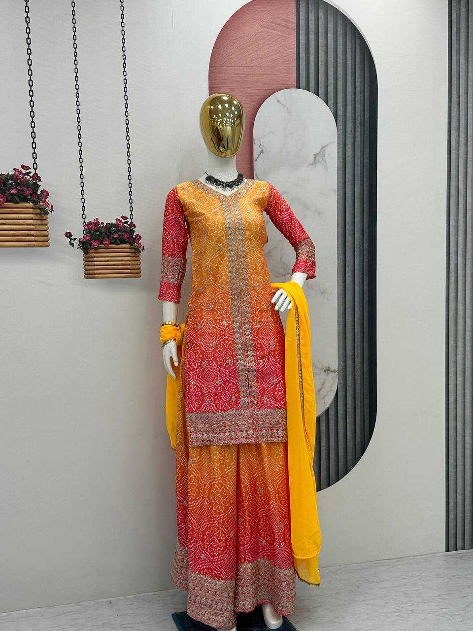 Ynf Chinon KESH496 021 Suits & Dresses Wholesale Sharara Salwar Suits Printed Suits Party wear suits Manufacturer