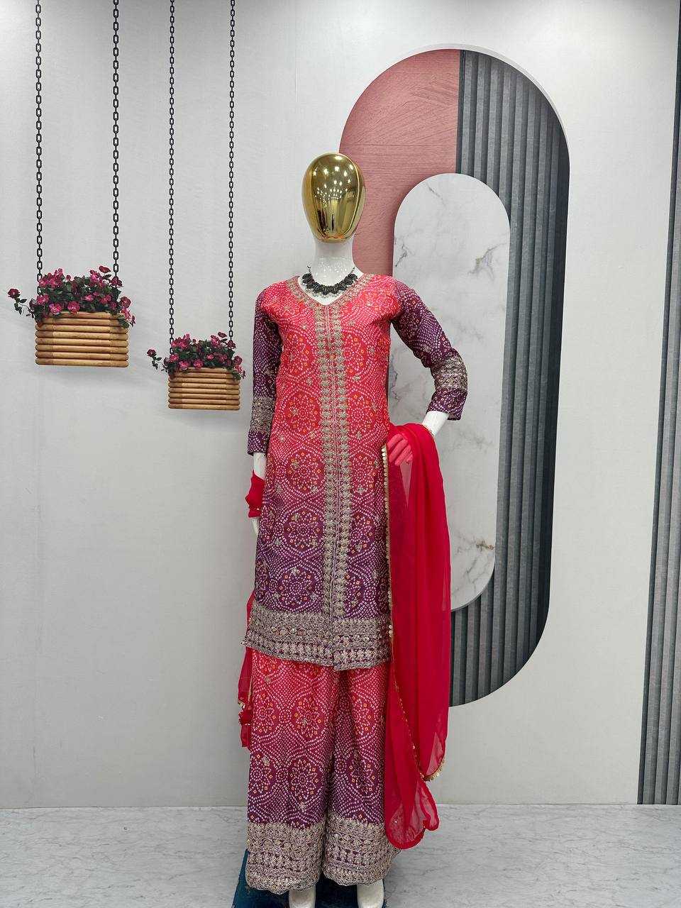 Ynf Chinon KESH496 021 Suits & Dresses Wholesale Sharara Salwar Suits Printed Suits Party wear suits Manufacturer
