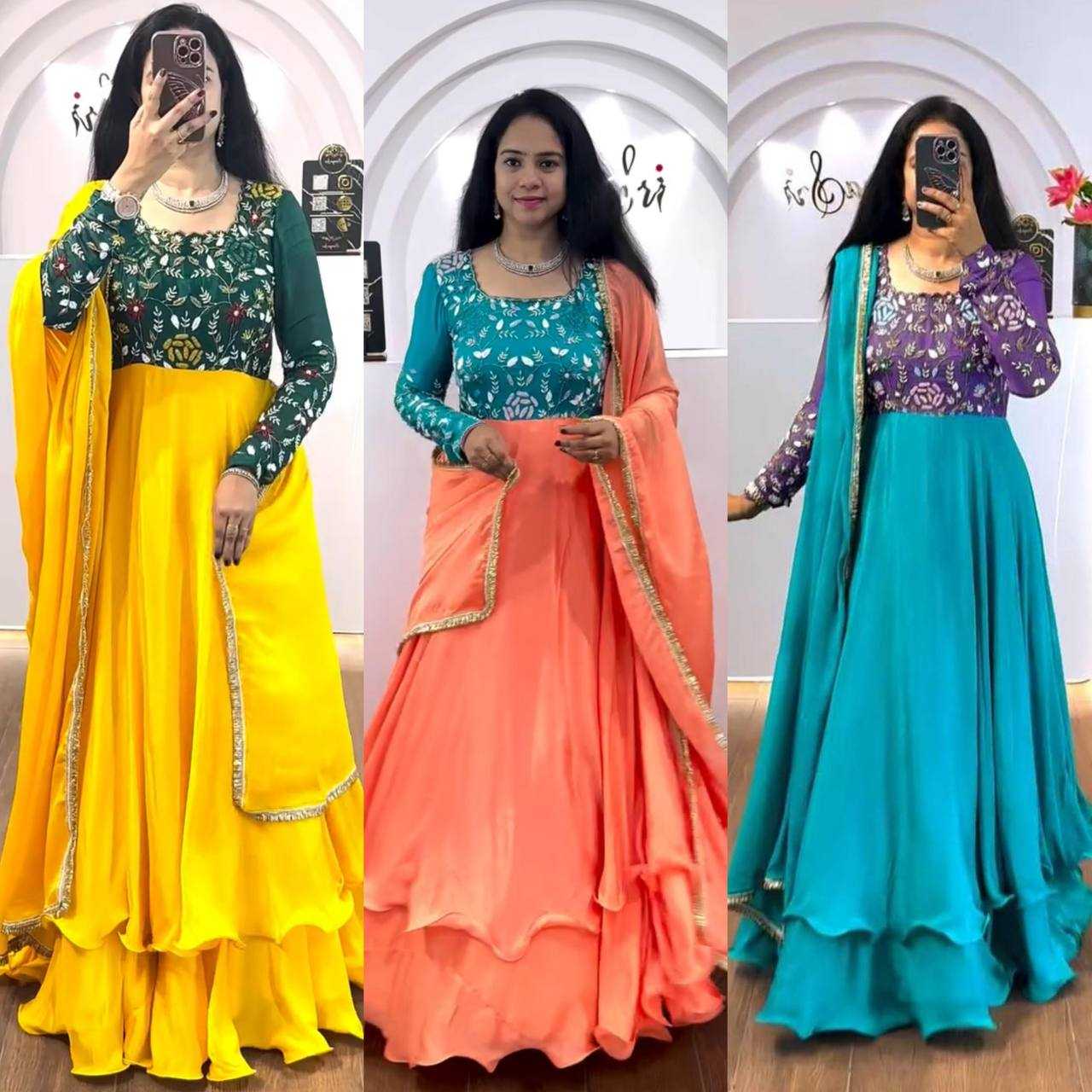 Ynf Chinon KESH496 512 Gowns Wholesale Printed Gowns Fancy Gowns Embroidery Gowns Manufacturer