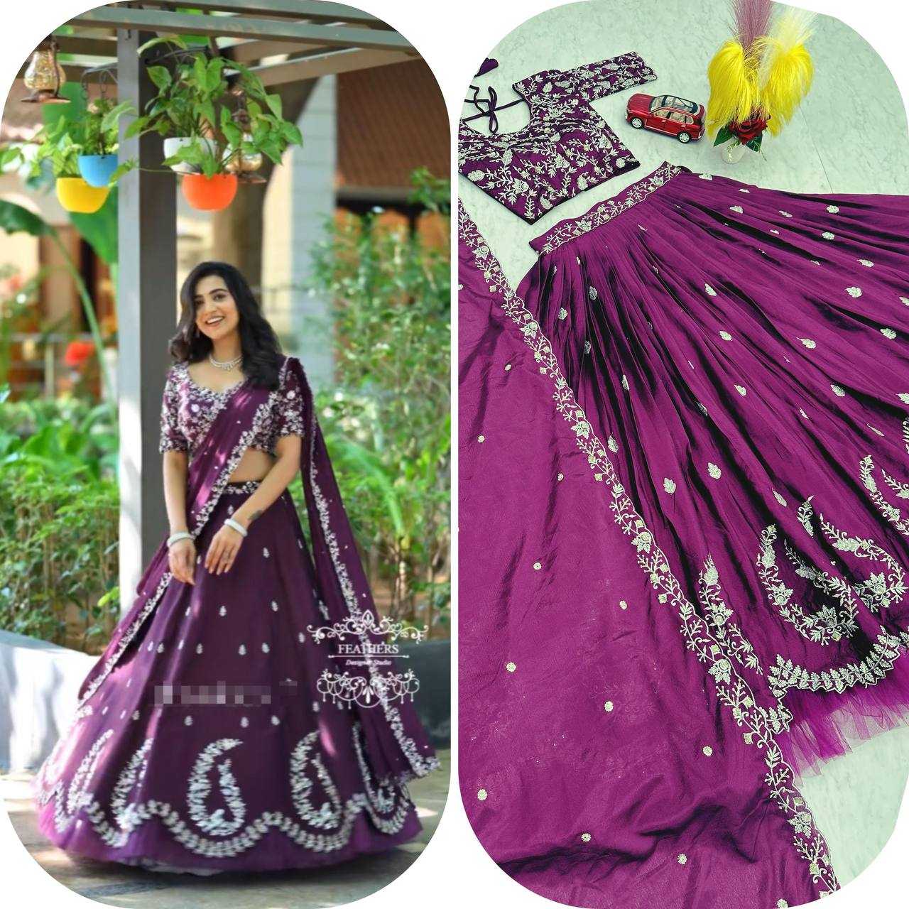 Ynf Chinon KESH497 230 Lehengas Wholesale Fancy Lehenga Silk Lehenga Embroidered Lehenga Manufacturer