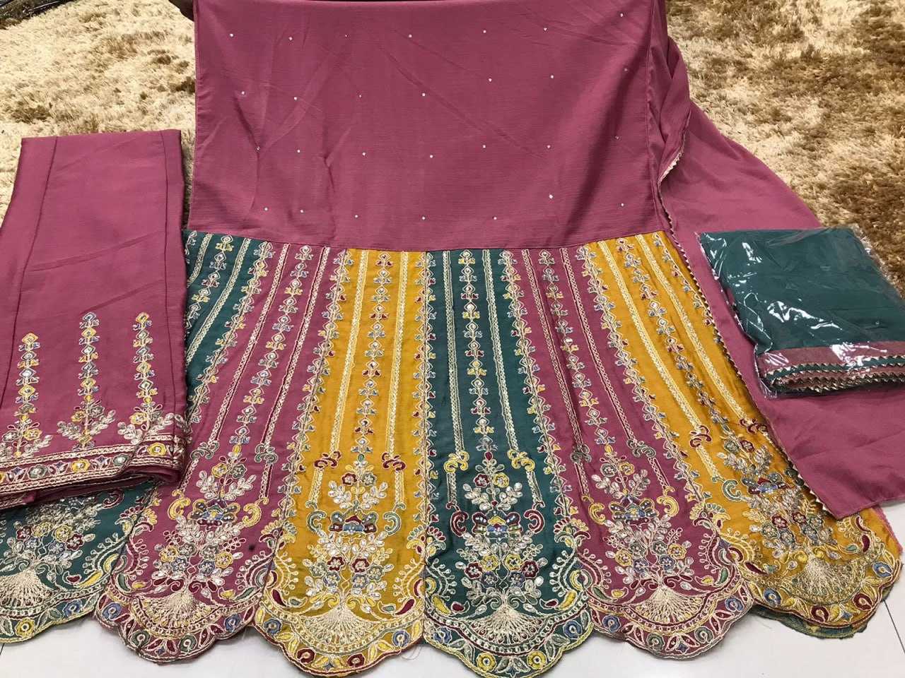 Ynf Chinon KESH504 1608 Suits & Dresses Wholesale Sharara Salwar Suits Embroidery Suits Semi-Stitched Suits Manufacturer