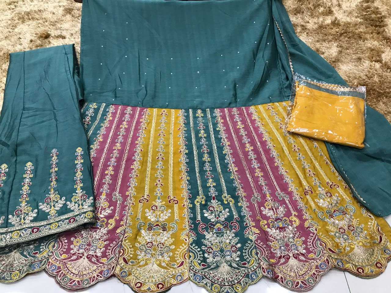 Ynf Chinon KESH504 1608 Suits & Dresses Wholesale Sharara Salwar Suits Embroidery Suits Semi-Stitched Suits Manufacturer