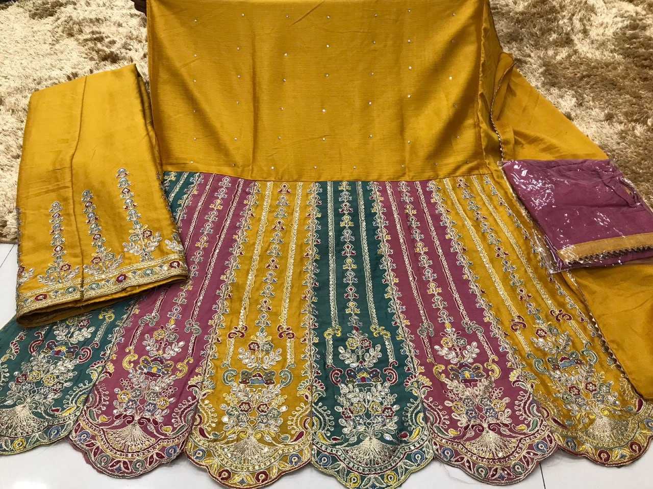 Ynf Chinon KESH504 1608 Suits & Dresses Wholesale Sharara Salwar Suits Embroidery Suits Semi-Stitched Suits Manufacturer