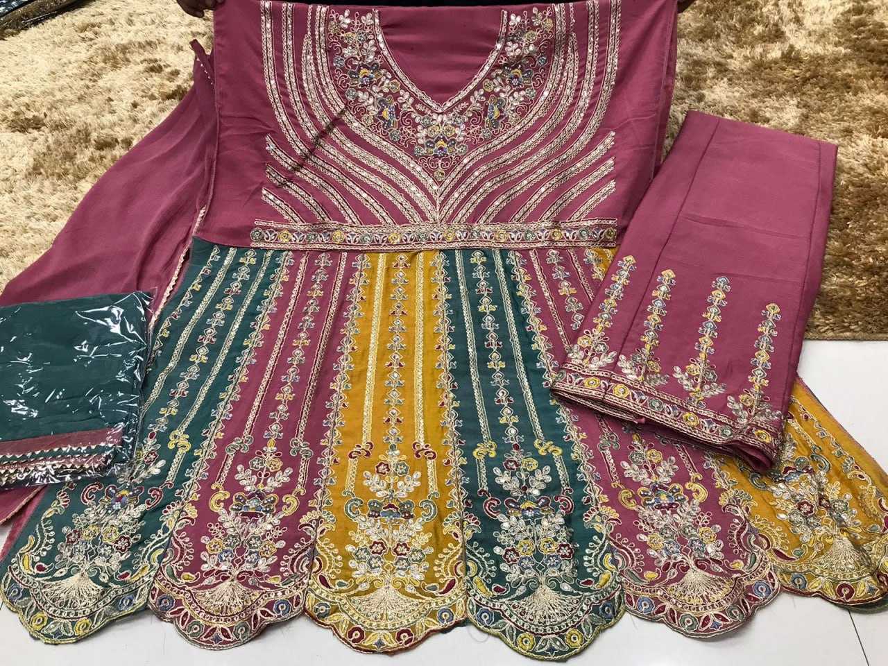 Ynf Chinon KESH504 1608 Suits & Dresses Wholesale Sharara Salwar Suits Embroidery Suits Semi-Stitched Suits Manufacturer