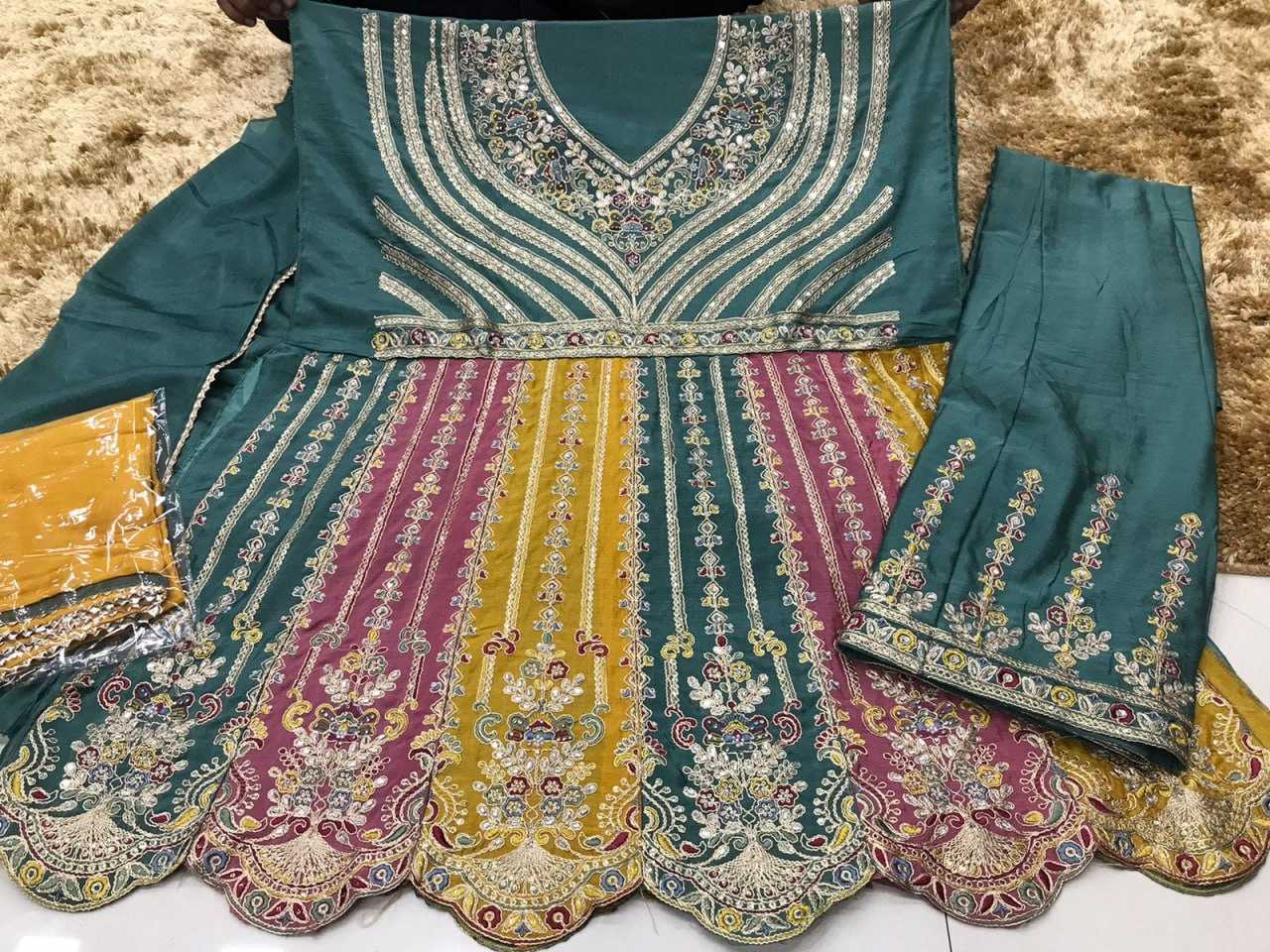Ynf Chinon KESH504 1608 Suits & Dresses Wholesale Sharara Salwar Suits Embroidery Suits Semi-Stitched Suits Manufacturer