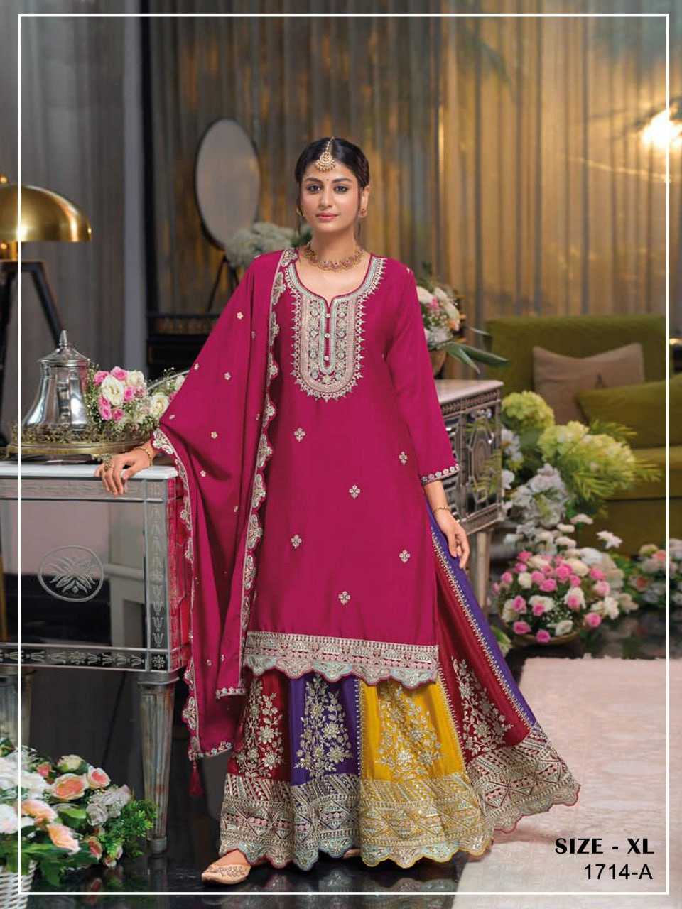 Ynf Chinon KESH504 1714 Suits & Dresses Wholesale Sharara Salwar Suits Embroidery Suits Party wear suits Manufacturer