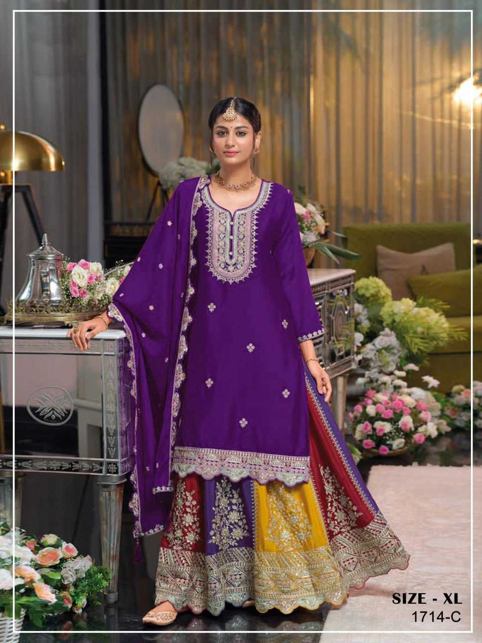 Ynf Chinon KESH504 1714 Suits & Dresses Wholesale Sharara Salwar Suits Embroidery Suits Party wear suits Manufacturer