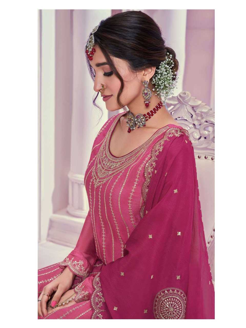 Ynf Chinon KESH504 69541 Suits & Dresses Wholesale Ladies Suits Embroidery Suits Palazzo Suit Party wear suits Manufacturer