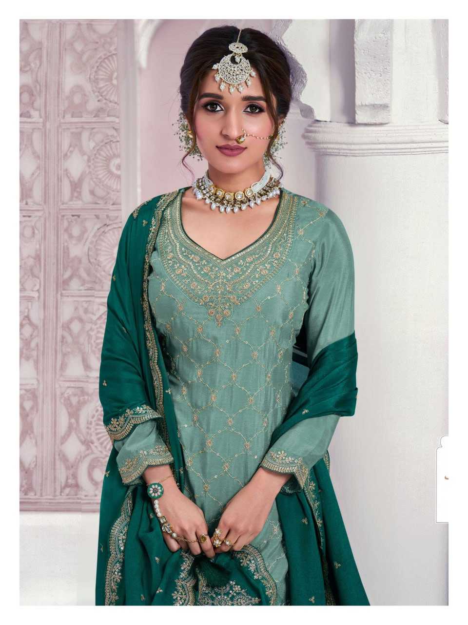 Ynf Chinon KESH504 69541 Suits & Dresses Wholesale Ladies Suits Embroidery Suits Palazzo Suit Party wear suits Manufacturer