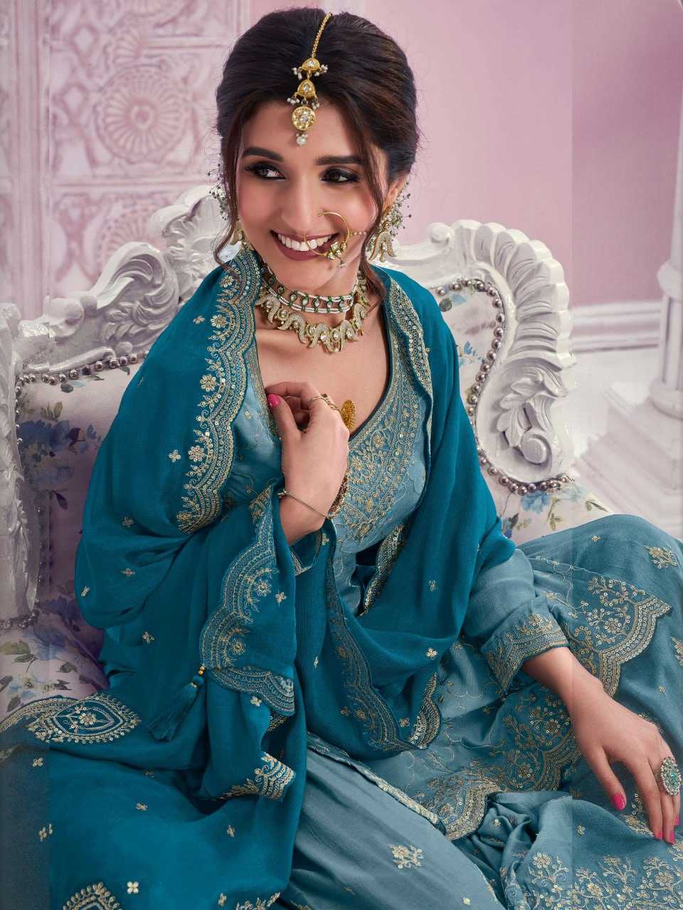 Ynf Chinon KESH504 69541 Suits & Dresses Wholesale Ladies Suits Embroidery Suits Palazzo Suit Party wear suits Manufacturer