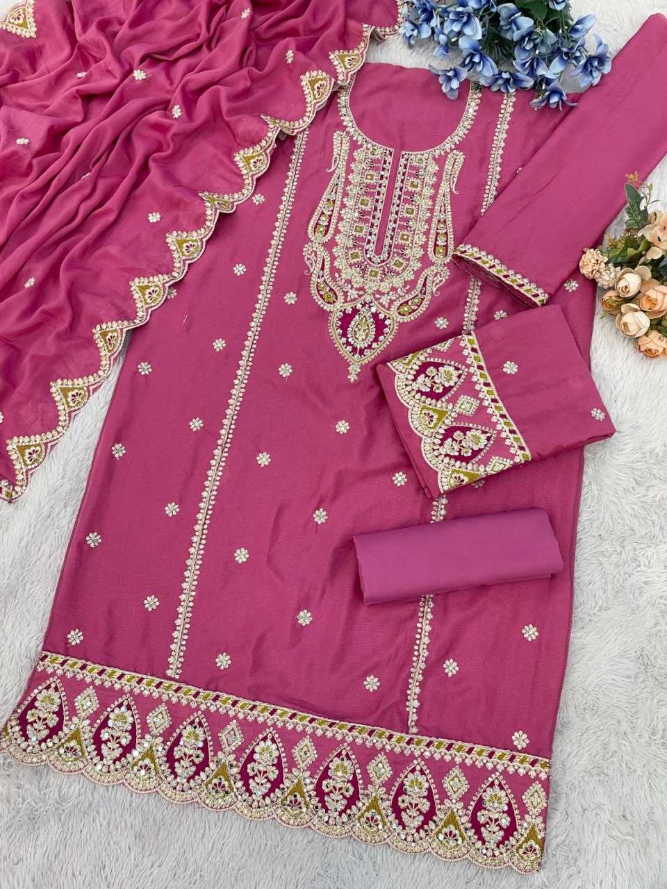 Ynf Chinon KESH504 701 Suits & Dresses Wholesale Ladies Suits Embroidery Suits Palazzo Suit Punjabi Suit Manufacturer