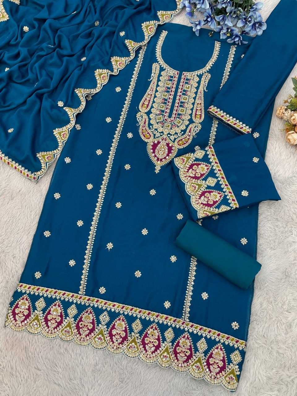 Ynf Chinon KESH504 701 Suits & Dresses Wholesale Ladies Suits Embroidery Suits Palazzo Suit Punjabi Suit Manufacturer