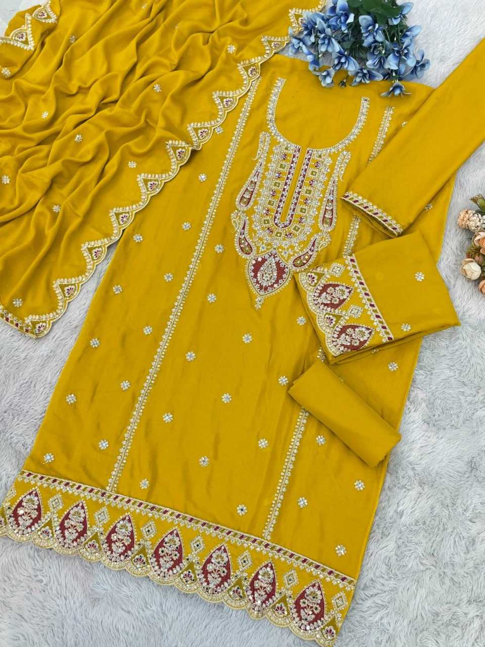 Ynf Chinon KESH504 701 Suits & Dresses Wholesale Ladies Suits Embroidery Suits Palazzo Suit Punjabi Suit Manufacturer
