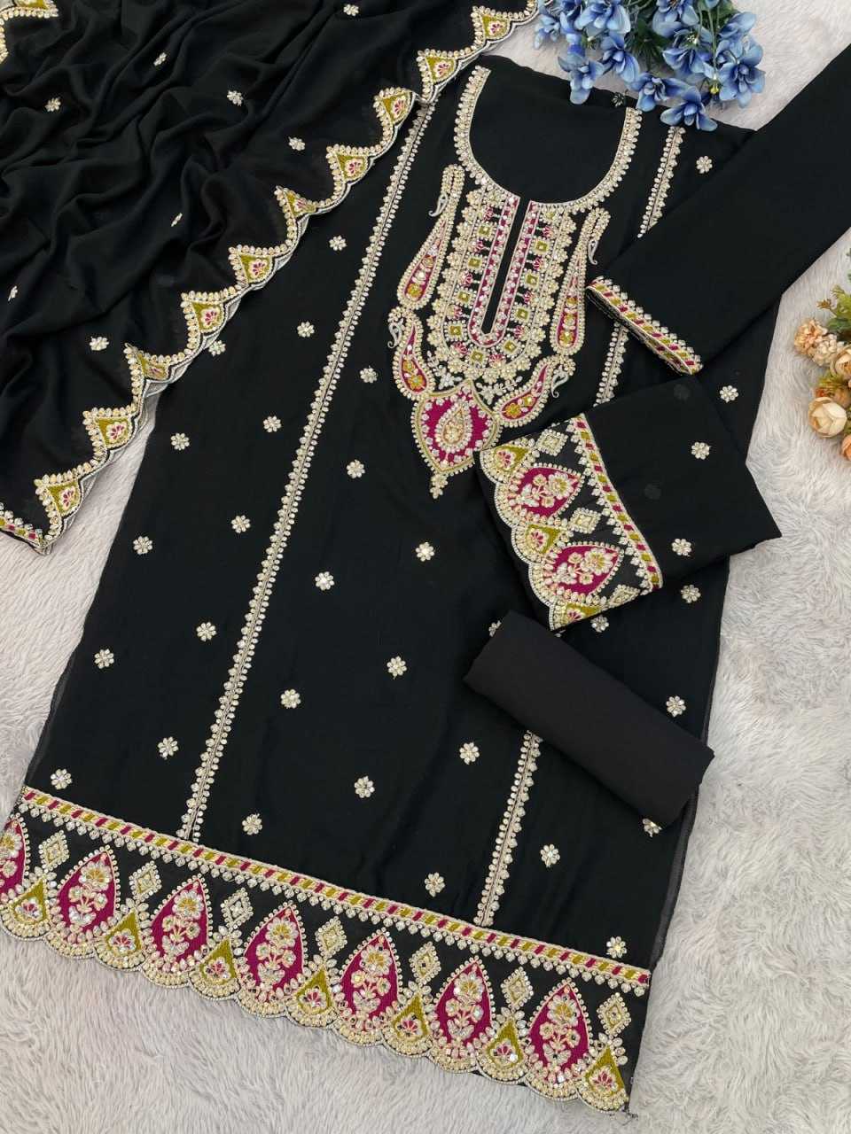 Ynf Chinon KESH504 701 Suits & Dresses Wholesale Ladies Suits Embroidery Suits Palazzo Suit Punjabi Suit Manufacturer
