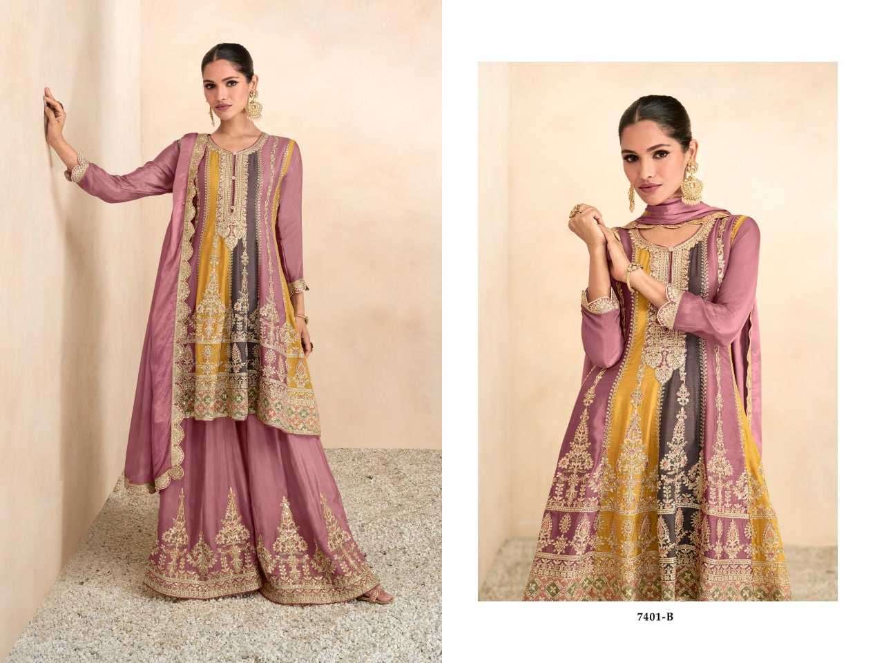 Ynf Chinon KESH504 7401 Suits & Dresses Wedding Collections Festive Collections Wholesale Embroidery Suits Palazzo Suit Designer Suits Manufacturer