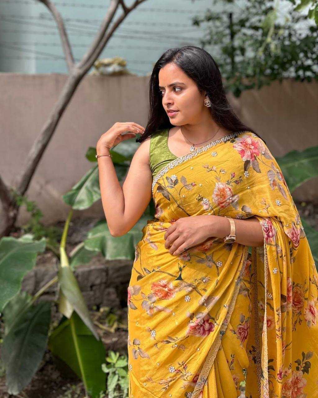 Ynf Chinon KESH509 demanded Sarees Wedding Collections Festive Collections Wholesale Printed Sarees Embroidered Sarees Sarees With Blouse Manufacturer