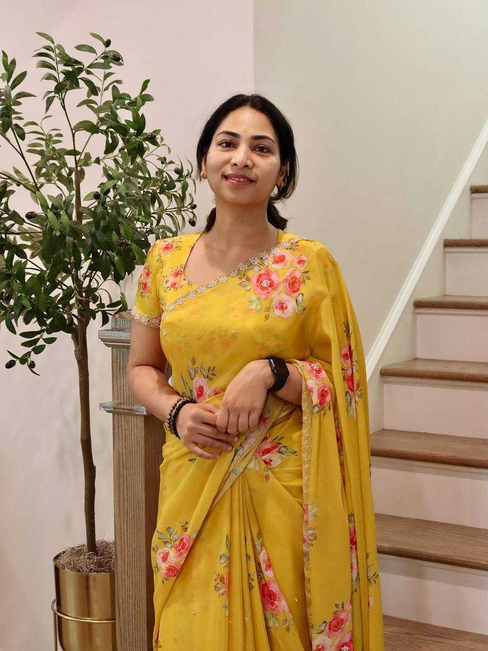 Ynf Chinon KESH509 demanded Sarees Wedding Collections Festive Collections Wholesale Printed Sarees Embroidered Sarees Sarees With Blouse Manufacturer