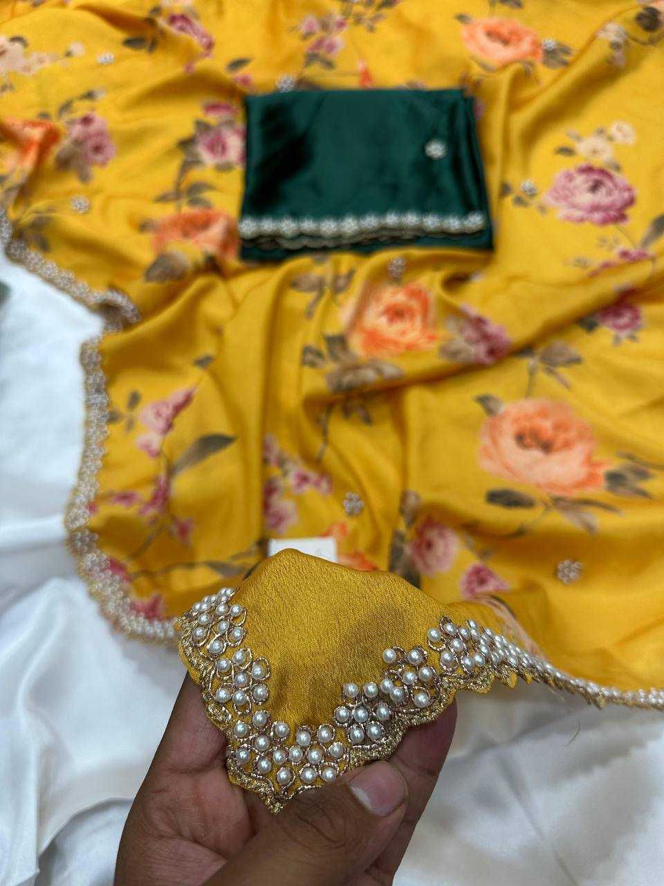 Ynf Chinon KESH509 demanded Sarees Wedding Collections Festive Collections Wholesale Printed Sarees Embroidered Sarees Sarees With Blouse Manufacturer