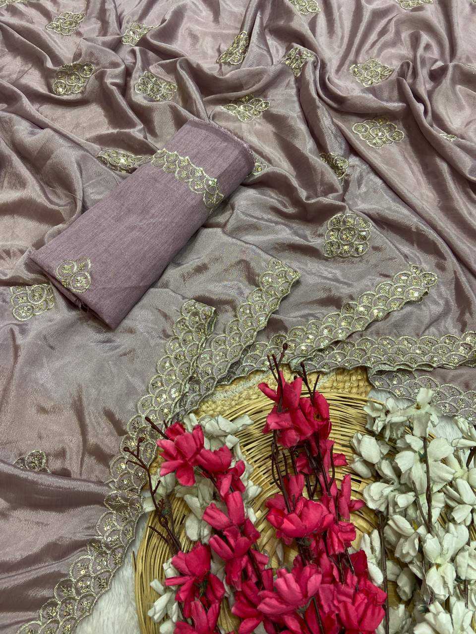 Ynf Chinon KESH514 144 Sarees Wholesale Fancy Sarees Sequins Work Saree Manufacturer